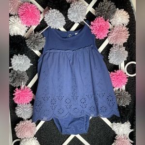 Baby Girl Navy Blue Onesies Dress  | 6 months